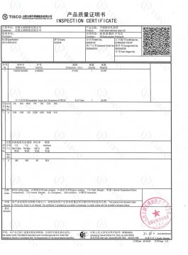 Osvedčenie o inšpekcii 304SS